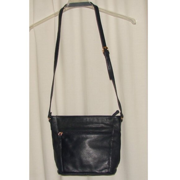 Navy Blue Ganson Leather Shoulder Bag Handbag Purse NWOT, Adj. Strap/Crossbody - Picture 1 of 8